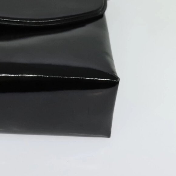 GUCCI Chain Shoulder Bag Patent leather Black Gold Auth BA2705 - Picture 5 of 16